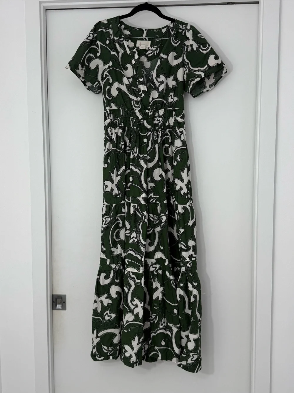 Anthropologie The Somerset Maxi Dress Puff Sleeve Green Novelty Print Small - Picture 3 of 14